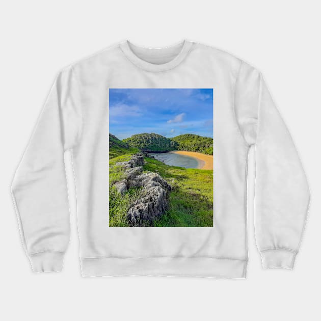 Lagoon sand beach Kasap with green hills. Crewneck Sweatshirt by kall3bu